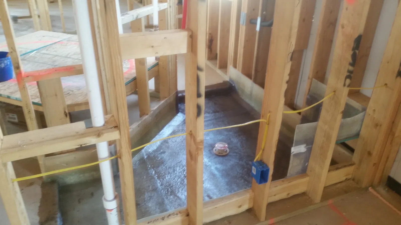 Fiberglass waterproofing membrane in progress
